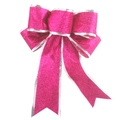 Glittering magenta Christmas tree bow with silver edges for festive party decoration - Rose Red