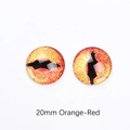 Detailed view of 20mm orange-red dragon glass eyes for DIY jewelry and crafts - Orange Red