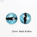 25mm blue and black glass eye cabochon with realistic pupil for DIY jewelry making - Black Blue