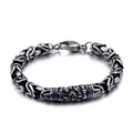 Pulsera punk de calavera en plata y negro con patrones griegos en acero titanio - Negro