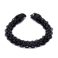 Schwarzes Herren-Armband aus geflochtenem Edelstahl mit Magnetverschluss und Muster - Schwarzes Rautenmuster Geflochtenes Modell (KB92437-BD)