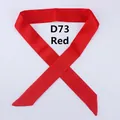 Solid red satin skinny silk scarf D73 for handbag handle and elegant hair accessory - Red (D73)