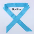Peacock blue narrow satin scarf for handbags in solid color with pointed ends - Peacock Blue (D96)
