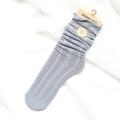 Calze lavorate a maglia grigio-azzurro chiaro con motivo a treccia di Henny Rue - Taglia unica / Blu grigio