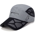 Casquette de sport séchage rapide bicolore grise et noire avec logo SPORTS respirant - Réglable / Gris clair