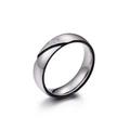 Polished silver and black enamel titanium ring with single diamond for men and women - Men US Size 11 / Silver & Black Style (KR45780-K)
