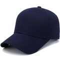Classic navy blue cotton baseball cap with six-panel design and curved brim - Adjustable / Dark Blue