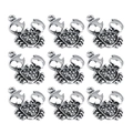 Detailed view of silver crab-shaped alloy charms with textured shell and hanging ring loop - Crab 19x24mm