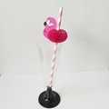 Pink flamingo honeycomb decoration on striped paper straw in a cocktail glass - Honeycomb Flamingo T.F5