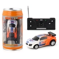 Orange and white mini RC racing car with remote control and soda can packaging - 1:45 / Orange