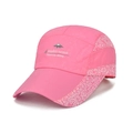 Lightweight bright pink quick-dry baseball cap with mountain logo and geometric patterns - Adjustable / Pink