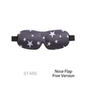 3D contoured sleep mask in dark grey with star pattern and elastic strap without nose wing - No Nose Wing / Small Stars