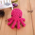 Pink cotton rope dog chew toy in cute octopus shape for puppy dental cleaning - Rose Red Octopus