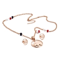 Conjunto de collar y pendientes de elefante en oro rosa con cuentas de colores - Oro rosa