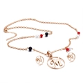 Conjunto de collar y pendientes de acero inoxidable oro rosa con letra M y cuentas - Oro rosa