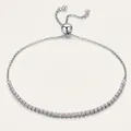 Bracciale regolabile in argento sterling S925 con pietre di zirconia cubica rosa - Argento 925 / Strass Rosa