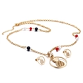 Conjunto de collar y pendientes de piña dorada con cuentas de colores para mujer - Dorado (KS93329-K)