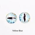 20mm yellow and blue glass dragon eyes with cat slit pupils for DIY jewelry making - Yellow Blue