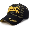 Schwarze und gelbe Baseballkappe im Distressed-Look mit 3D-Stickerei und Street-Style - Verstellbar / Schwarz mit gelber Stickerei