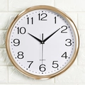 12-inch round wall clock with champagne gold frame and white dial featuring black numbers - Electroplated Rose Gold