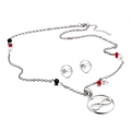 Conjunto de joyas de infinito plateado con collar y pendientes con cuentas de colores - Color Acero