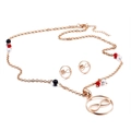 Conjunto de joyas en oro rosa con collar y pendientes de infinito y cuentas de colores - Oro rosa