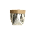 Washable kraft paper storage bag with silver metallic finish and folded top edge - Light Gold