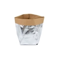 Sacchetto in carta kraft lavabile marrone con fondo argento metallizzato per decorazione - 15*15*29CM / Argento