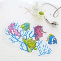 Deep sea fish pattern non-slip bathtub mat with cartoon sea creatures and suction cups - Undersea World