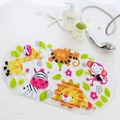 Transparent non-slip bath mat for kids with colorful cartoon animals and suction cups - Madagascar