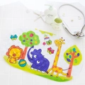 Transparent anti-slip bathtub mat featuring colorful cartoon lion and elephant animals - Elephant