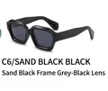 Minimalist geometric sunglasses in sand black frame with black grey lenses for street style - Sand Black Frame Grey Lens