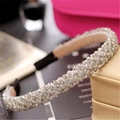 Elegant silver crystal beaded headband with four rows of sparkling rhinestones and black ends - Gray