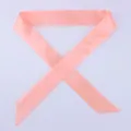 Narrow satin skinny scarf for handbags in light coral pink D91 elegant ribbon wrap - Snow Bud (D91)