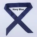 Navy blue satin twilly skinny scarf with a smooth glossy finish for bag handle styling - Navy Blue (D71)