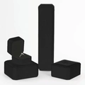 Klassisches Schmuckschatullen-Set aus schwarzem Samt für Ringe und Halsketten - Ringbox 5.4*5.1*3.9cm / Schwarz