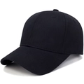 Classic pure black cotton baseball cap with six-panel design and adjustable curved brim - Adjustable / Black
