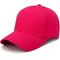 Classic cotton baseball cap in vibrant rose red featuring a curved brim and 45-degree side view - Adjustable / Rose Red
