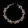 Detail of vine design bracelet with champagne marquise gems and silver plating - Champagne (18cm)