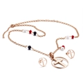 Set gioielli da donna con collana a croce di perle e orecchini a perno oro rosa - Oro Rosa (KS93293-K)