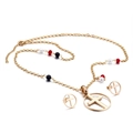 Elegante set di gioielli dorati con collana a croce di perle e orecchini a lobo - Oro (KS93294-K)