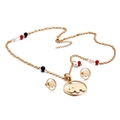Conjunto de joyas de elefante dorado con collar y pendientes decorados con cuentas de colores - Dorado