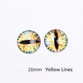 20mm high transparent glass dragon eye cabochon with yellow and blue streaks - Yellow with Lines