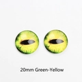 Due cabochon in vetro da 20mm con trama realistica di iride di occhio animale giallo-verde - Verde Giallo