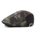 Men's camouflage flat cap with black panel and silver metal adjustment buckle - Adjustable / Black Camouflage