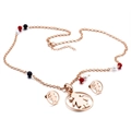 Conjunto de joyas de acero de titanio oro rosa con motivo de niña y pendientes - Estilo Oro Rosa (KS93302-K)