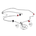 Conjunto de collar y pendientes con letra M plateada y detalles de cuentas - Color Acero