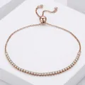 Bracciale regolabile in argento sterling S925 oro rosa con zirconi brillanti - Argento 925 / Oro Rosa/Zirconia Bianca