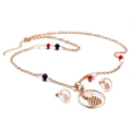 Conjunto de collar y pendientes con colgante de piña dorada y cuentas de colores - Oro Rosa (KS93330-K)