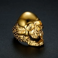 Vintage gold stainless steel skull ring with punk gothic style for men and women - US 7 / Gold (05402)